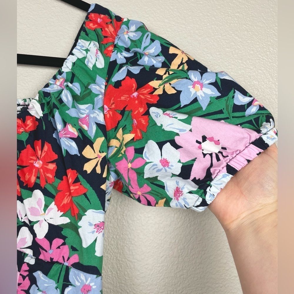 Old Navy Women's Medium Petite Puff Sleeve Midi Swing Dress Floral Multi Bright - Picture 5 of 16